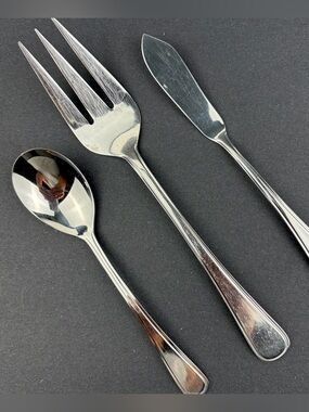 Lagostina MARINA Stainless Serving Pieces Lot Of Three,  Korea Butter Sugar Meat
